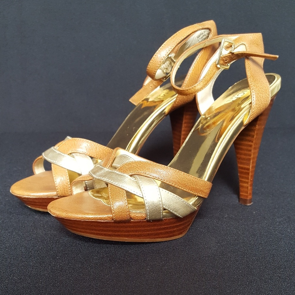 MICHAEL Michael Kors Tan and Gold Sandals
